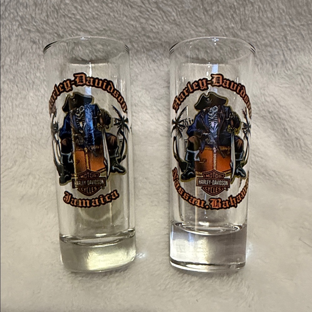 Harley Davidson tall shot glasses